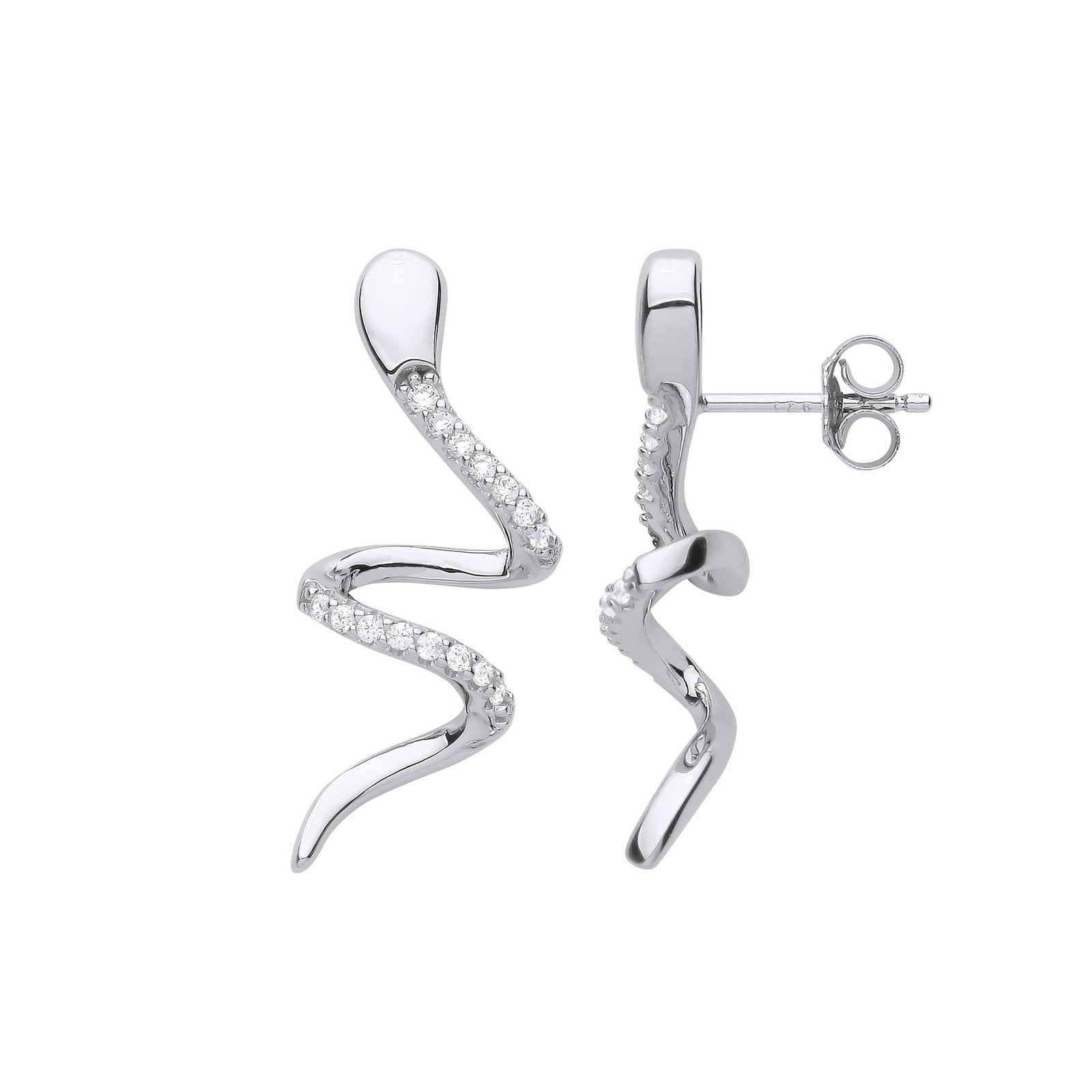 Silver Snake Cubic Zirconia Drop Earrings - Fine Ring - Certified Authentic - Swiss Made – Luxury Jewellery by Imperia